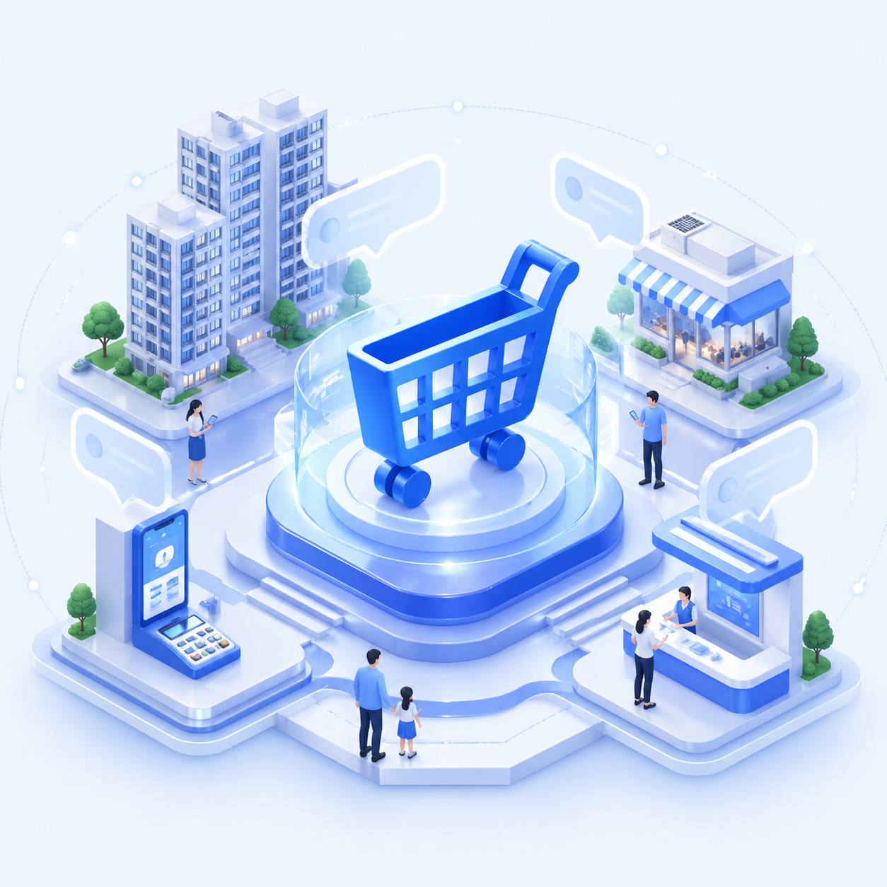 商家入驻、物业增收、消费返佣、缴费提升、用户运营业务生态